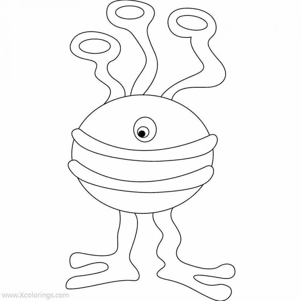 Adorable alien coloring book for kids