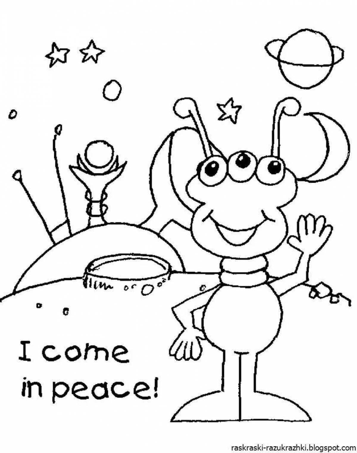 Color-explosion aliens coloring page for children