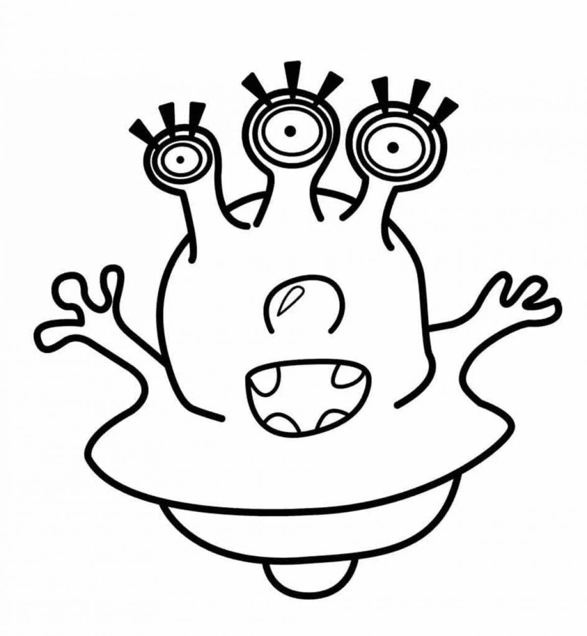 Crazy aliens coloring page for kids