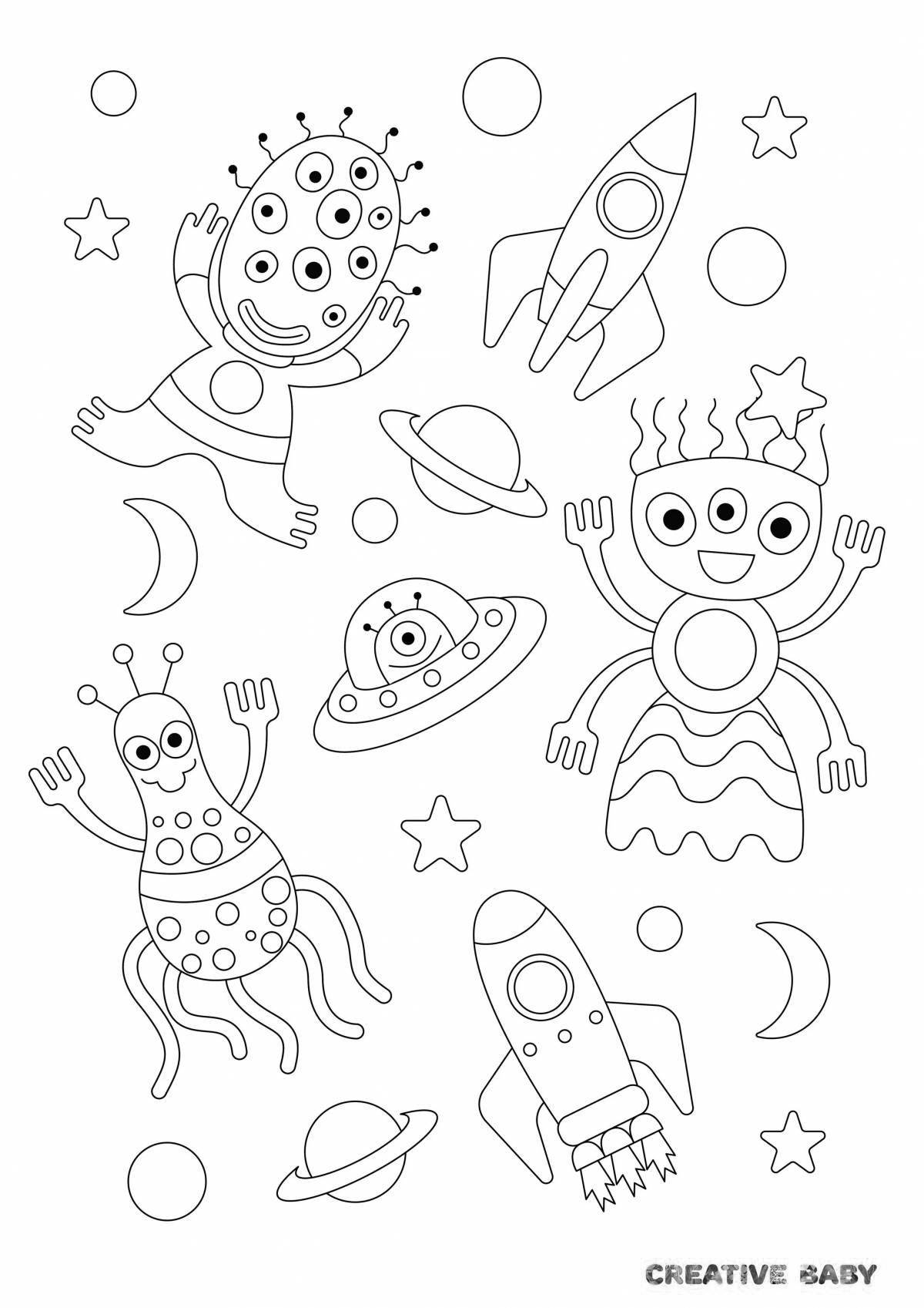 Color-fiesta aliens coloring page for kids