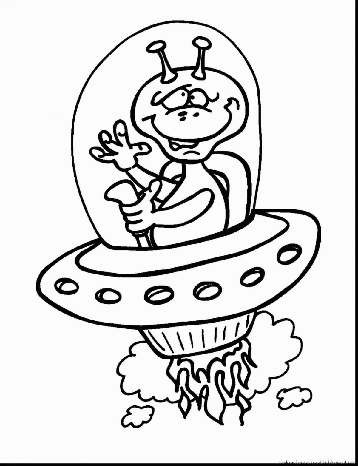 Photo Color-party aliens coloring page for kids