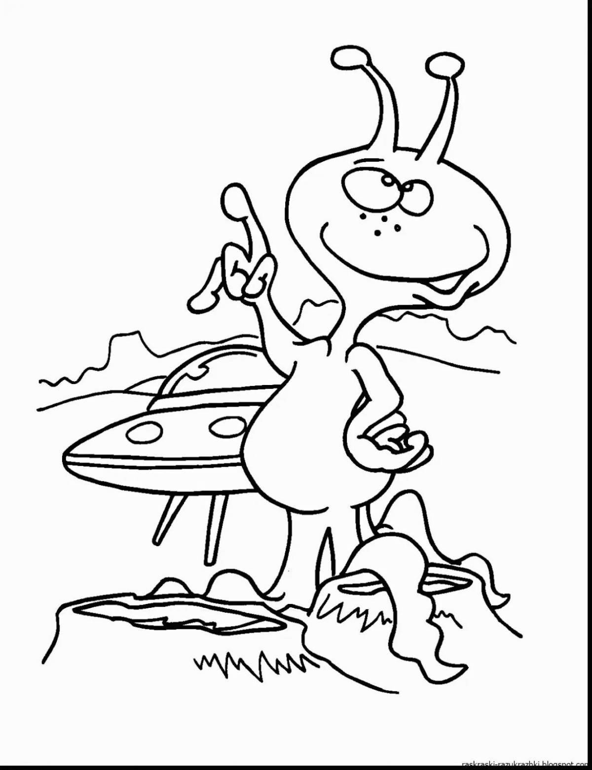 Color-splash aliens coloring page для детей