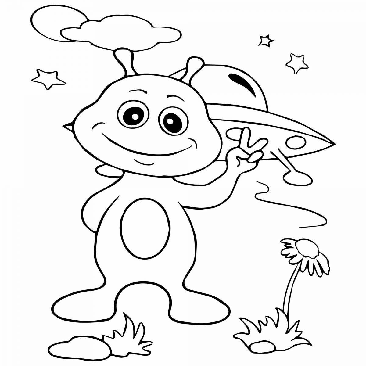 Color-joy aliens coloring page for kids