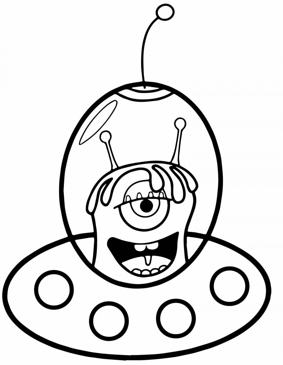 Coloring page happy aliens for kids
