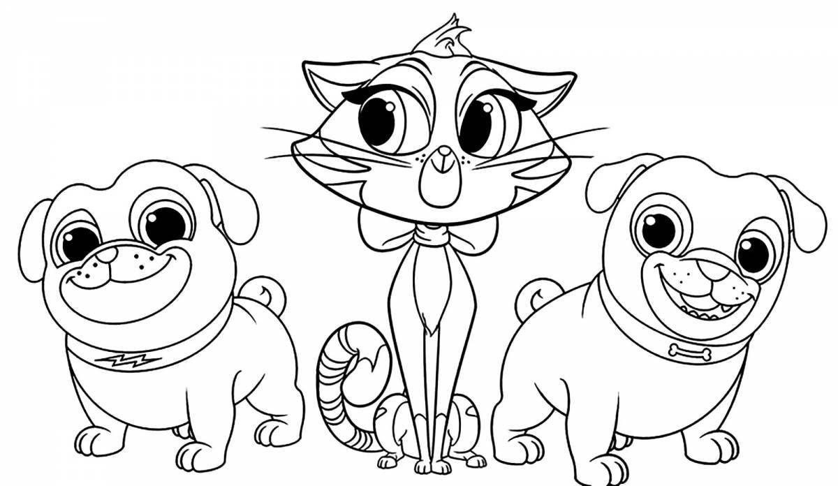 Cartoon inquisitive cats and dogs
