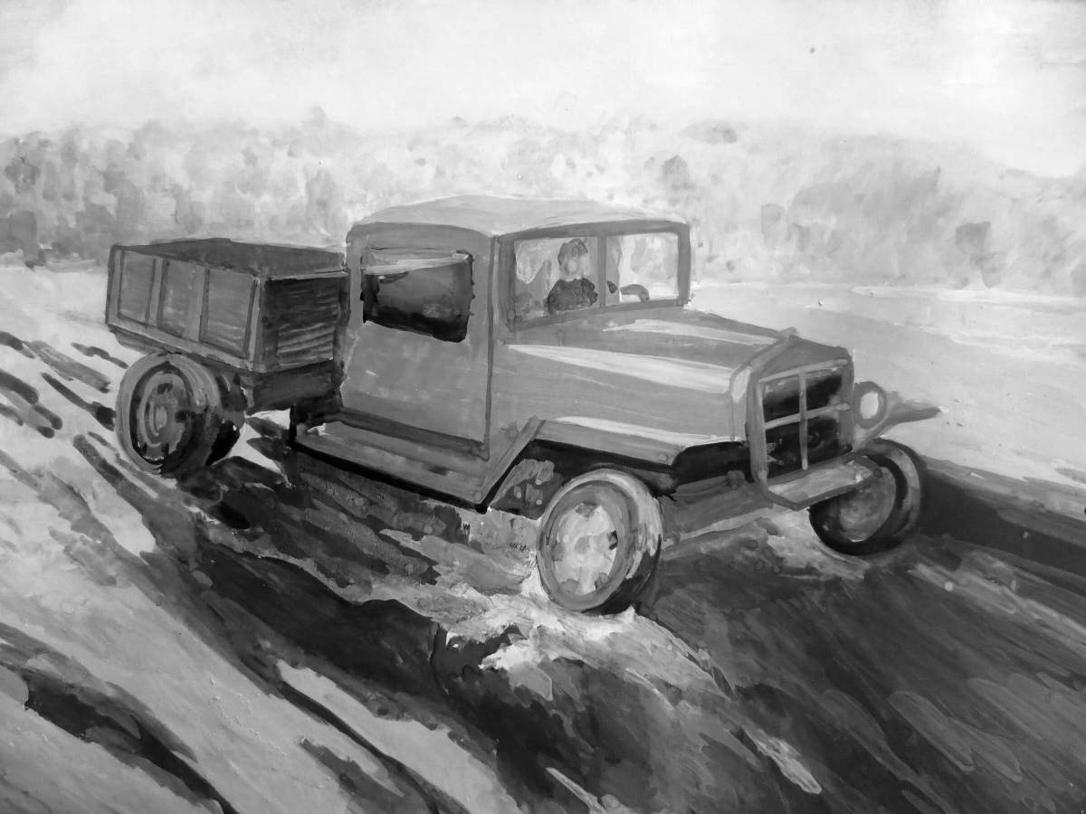 Photo Coloring book beckoning gas truck aa