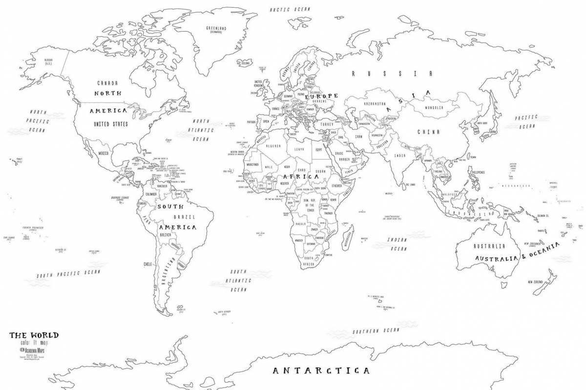Украшенный плакат с картой мира