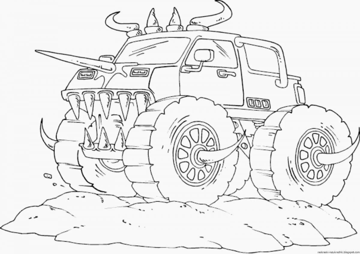 Dazzling monster truck jeep coloring book