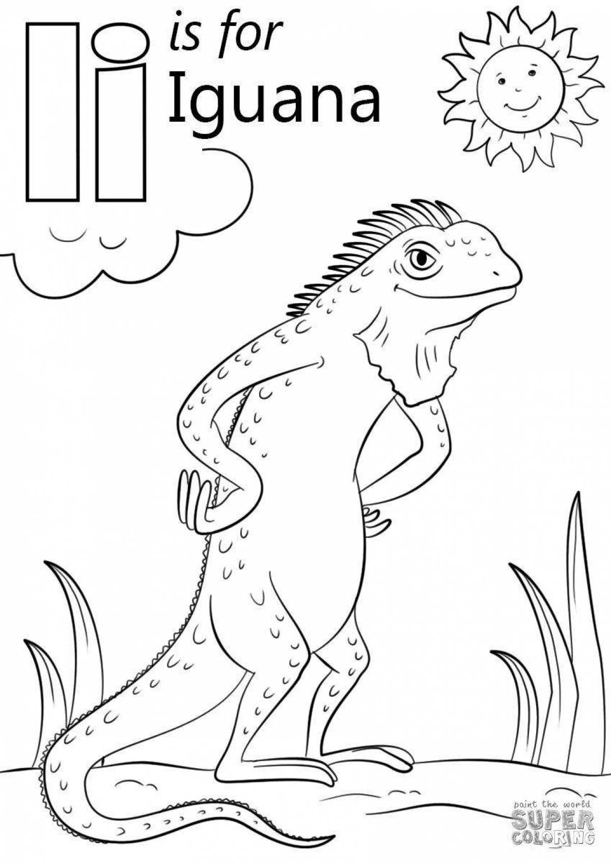 Joyful iguana coloring book for kids