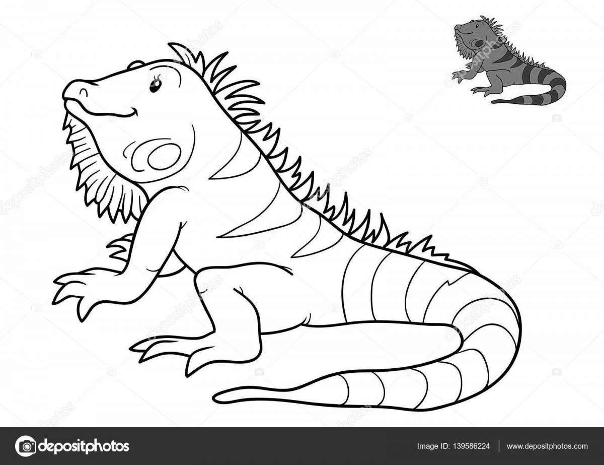 Amazing iguana coloring page for kids