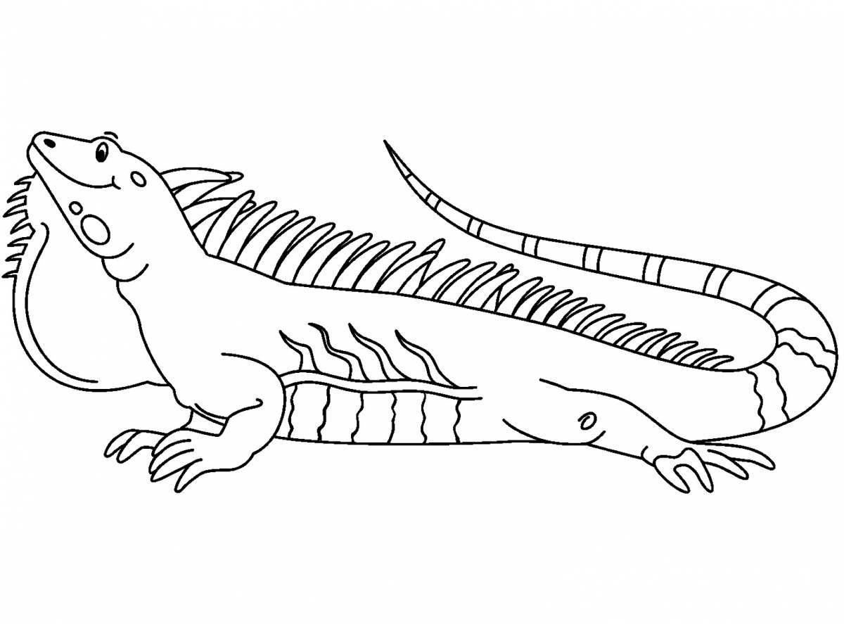 Adorable iguana coloring page for kids