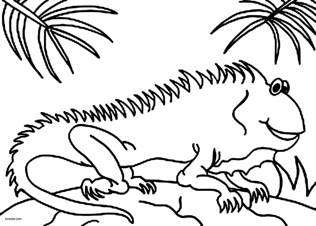 Adorable iguana coloring page for kids