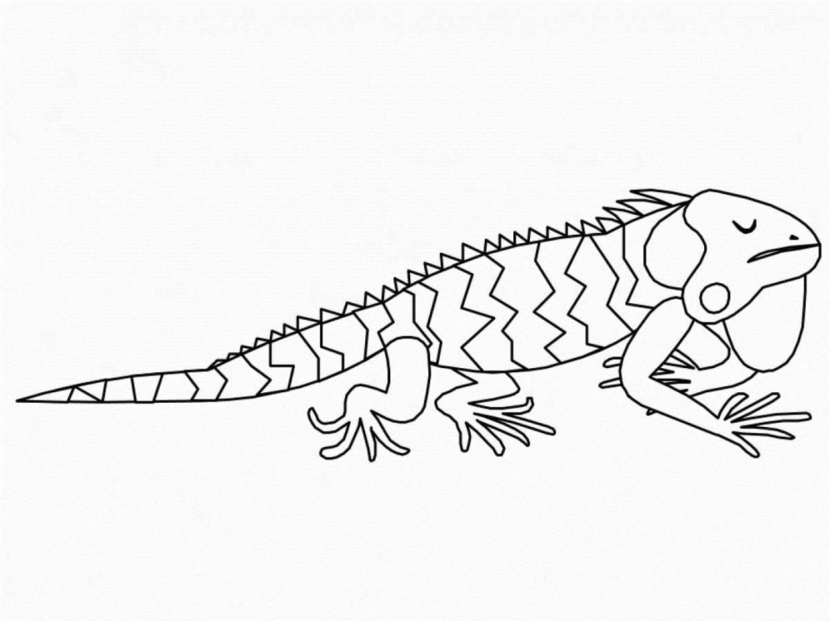 Awesome iguana coloring page for kids