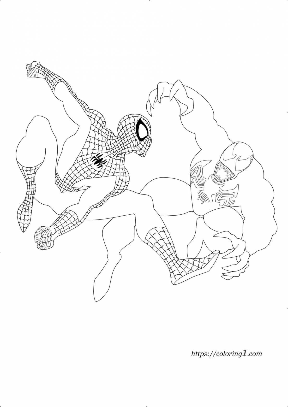 Photo Spiderman evil premonition coloring page
