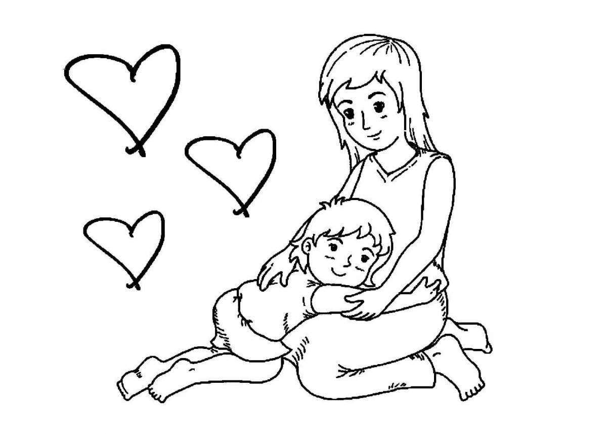 Cute son and mom coloring pages