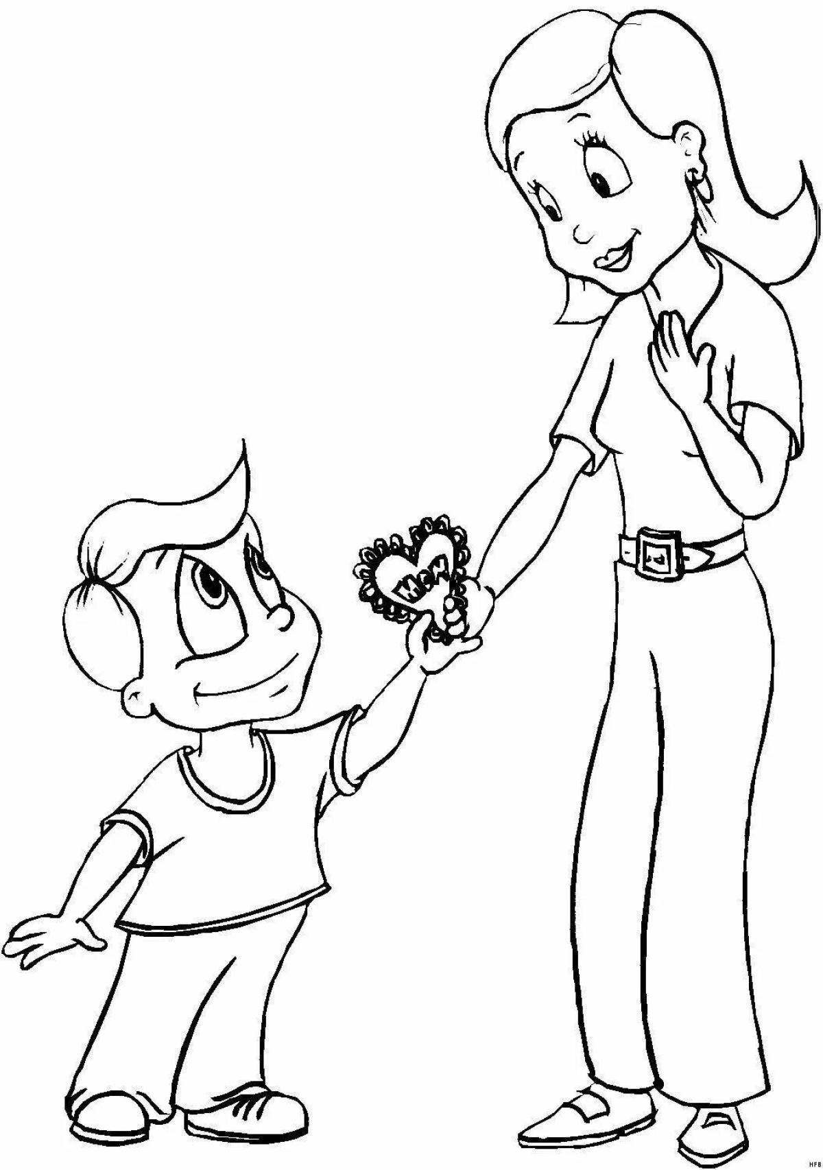 Coloring page blessed son and mother