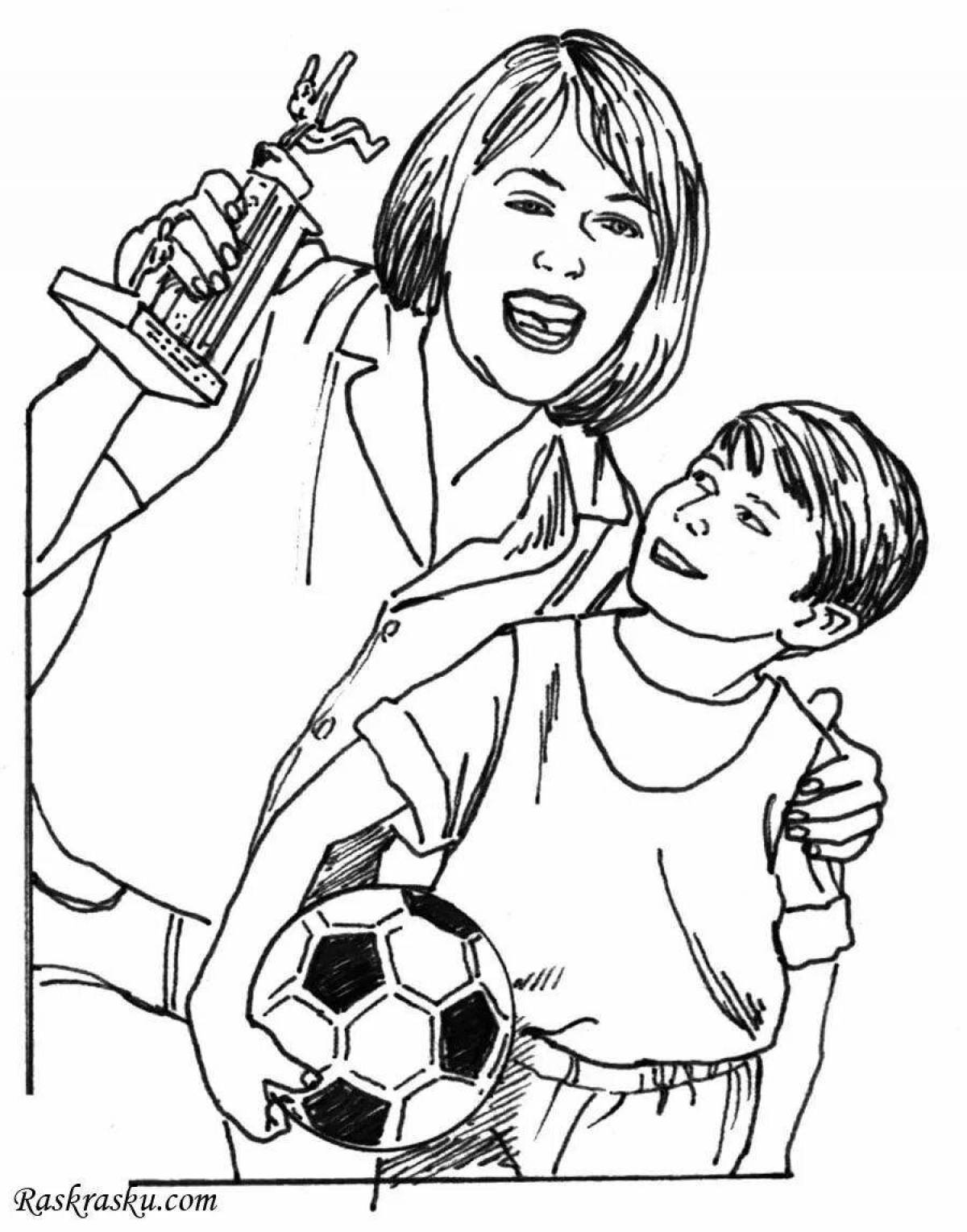 Coloring page adorable son and mother