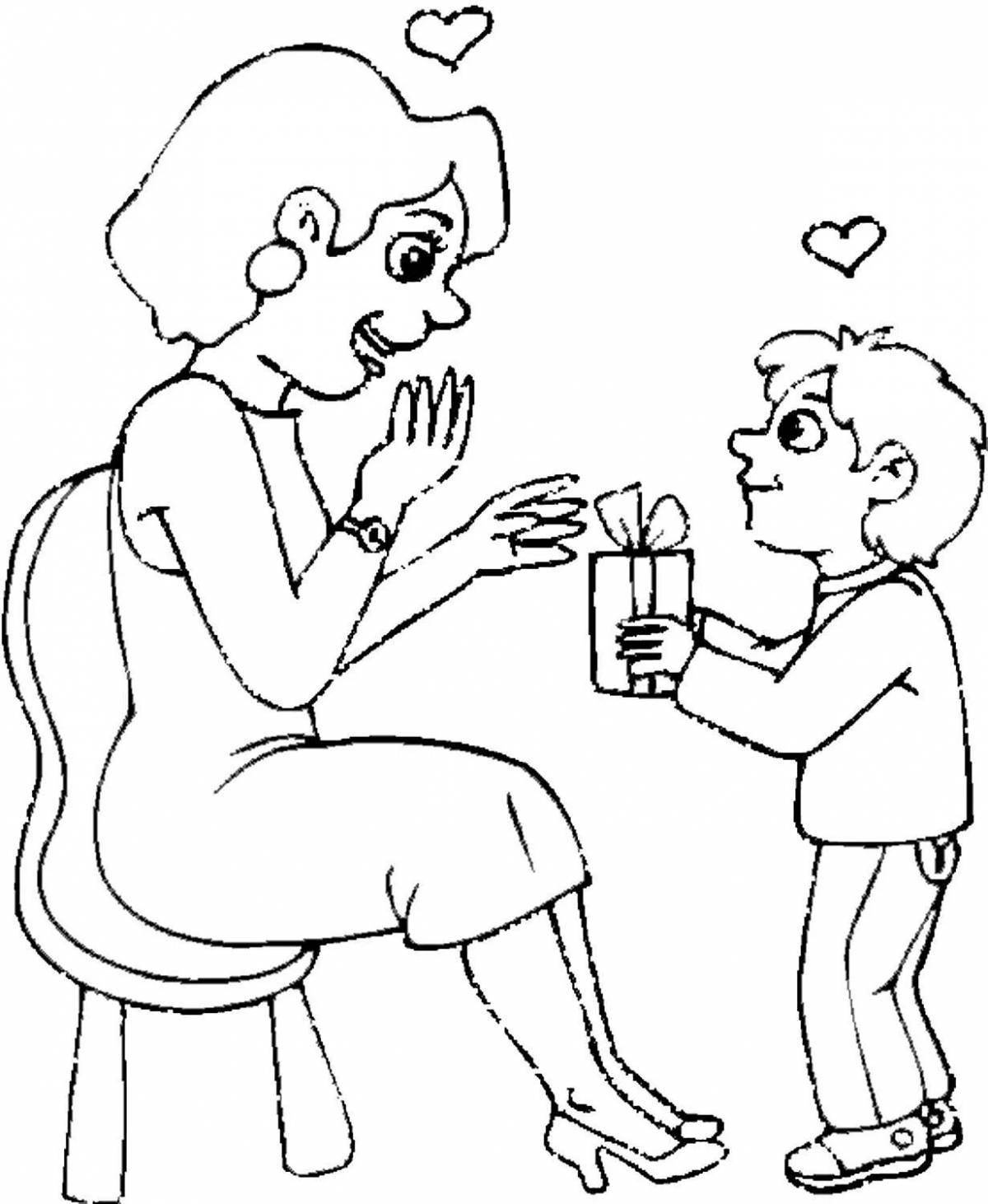 Coloring page glorious son and mother