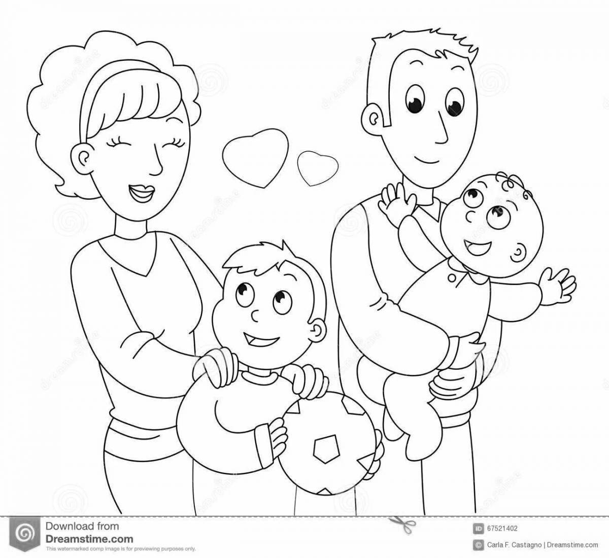 Coloring page gorgeous son and mother