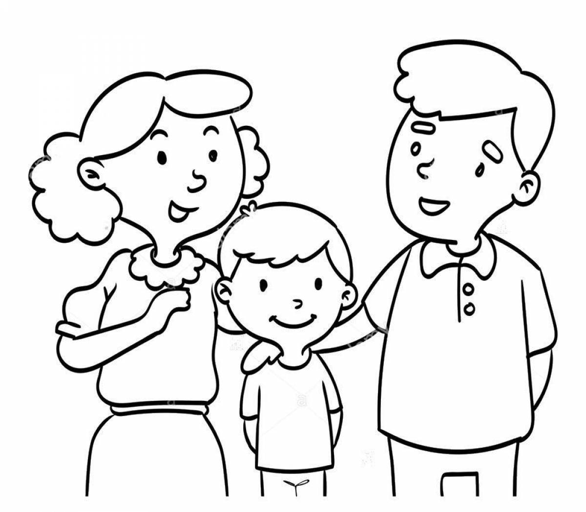 Coloring page adorable son and mother