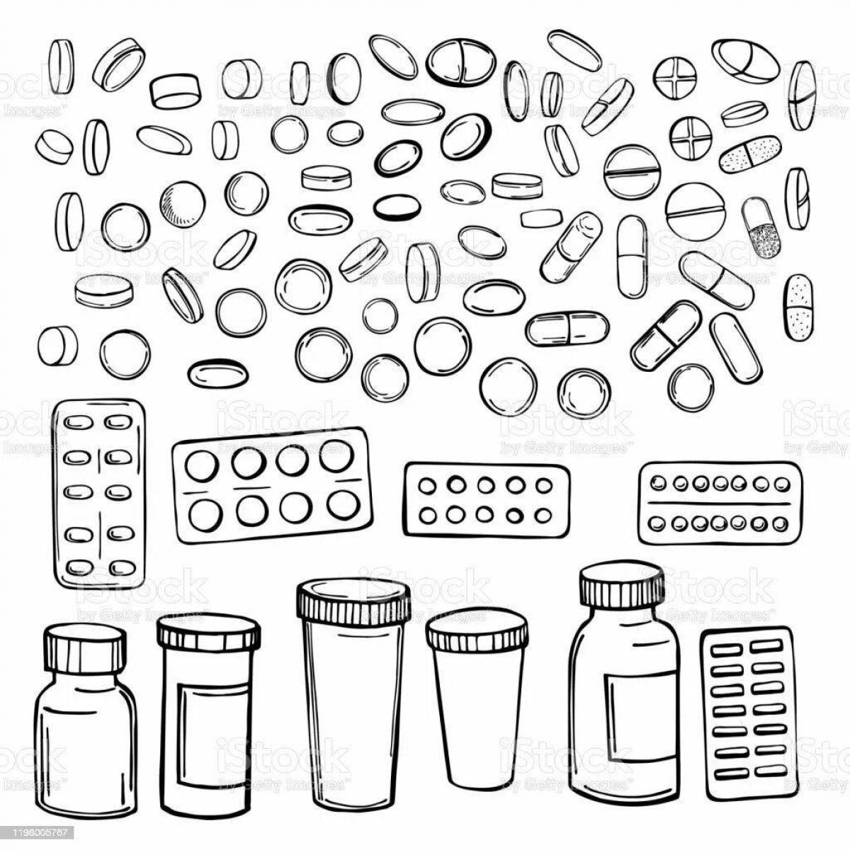 Раскраска яркие лекарства