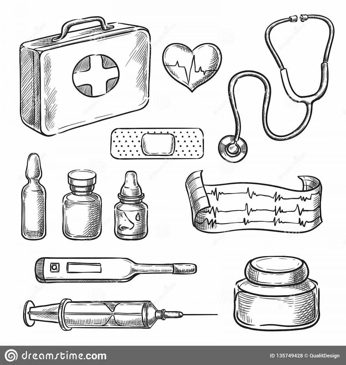 Раскраска веселые лекарства