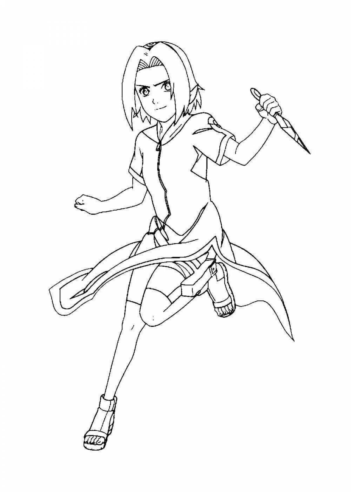 Charming sakura anime naruto coloring page