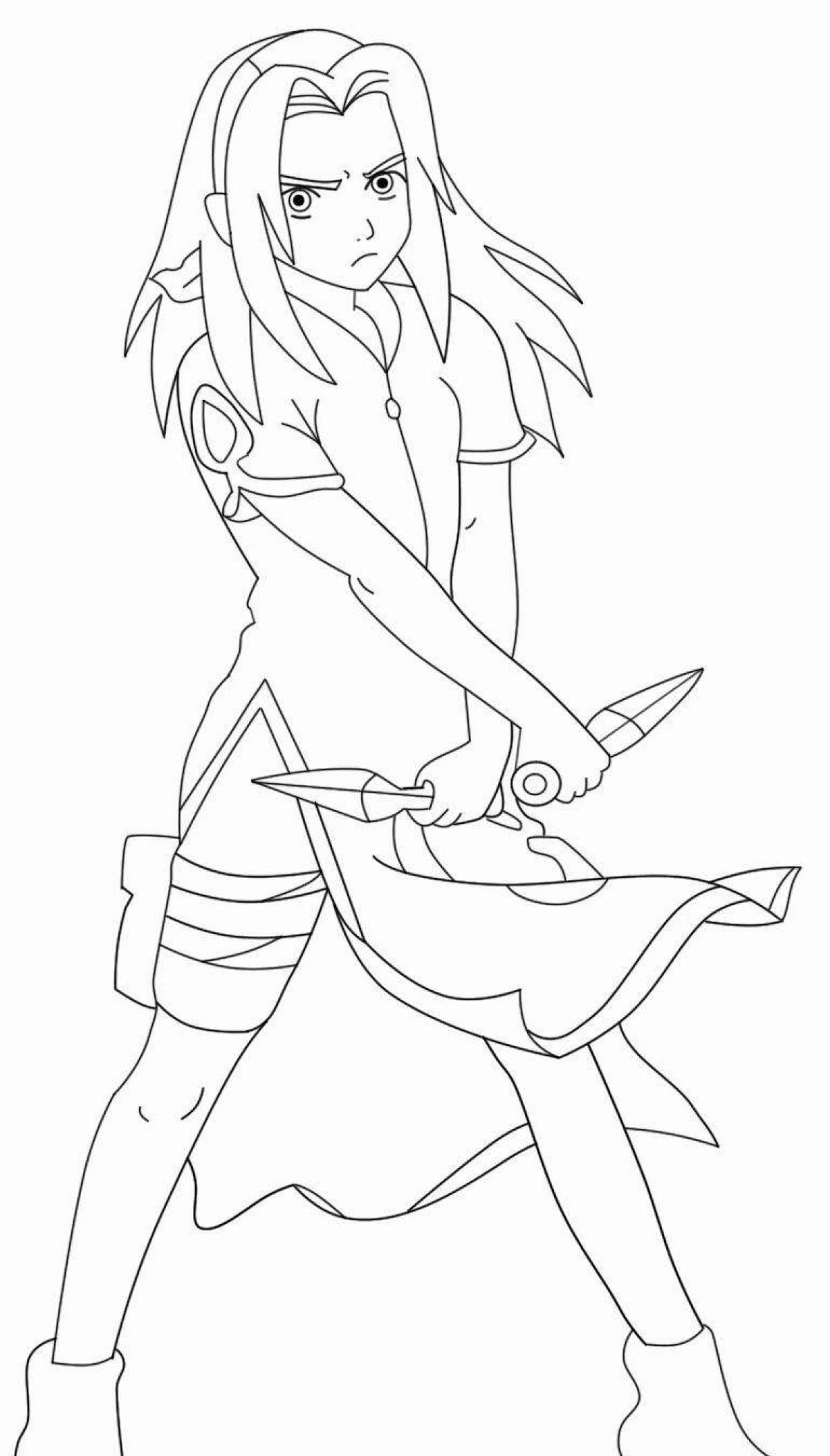 Amazing sakura anime naruto coloring page