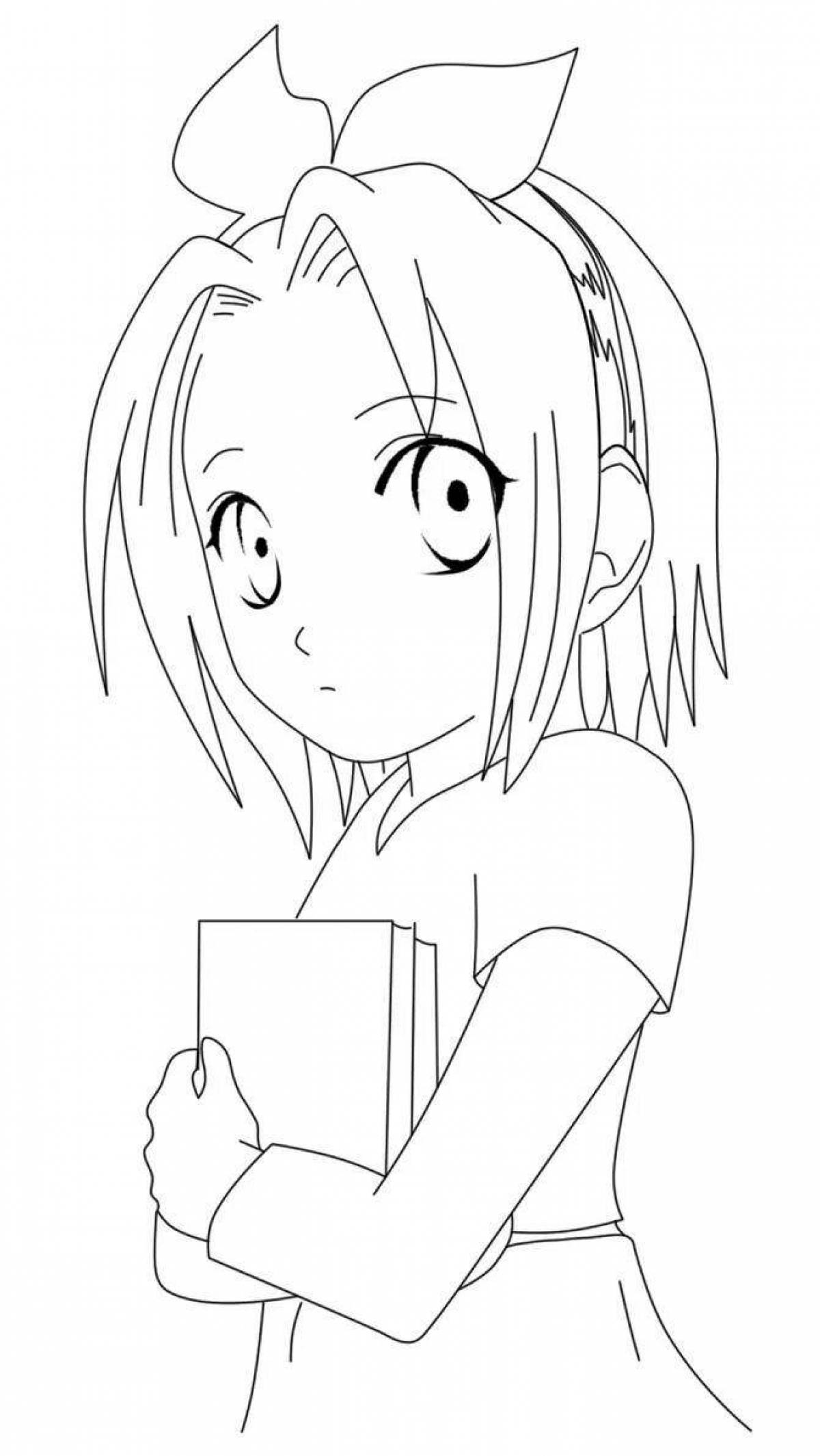 Colorful sakura anime naruto coloring page