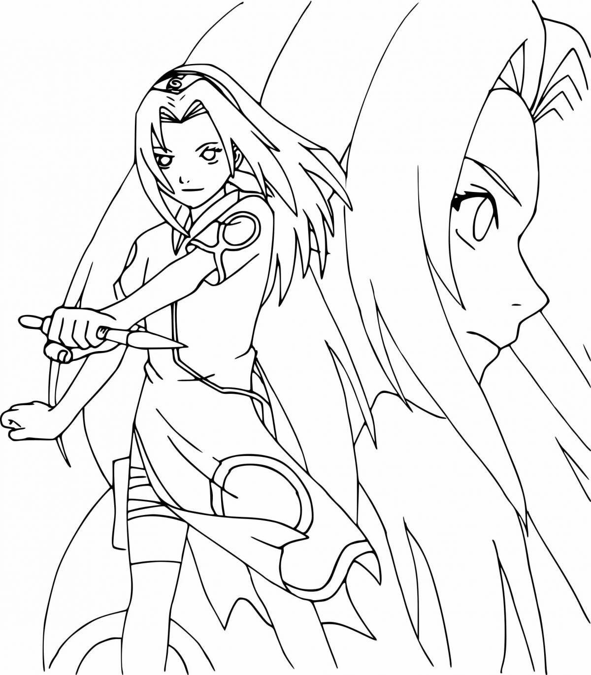 Charming sakura anime naruto coloring page