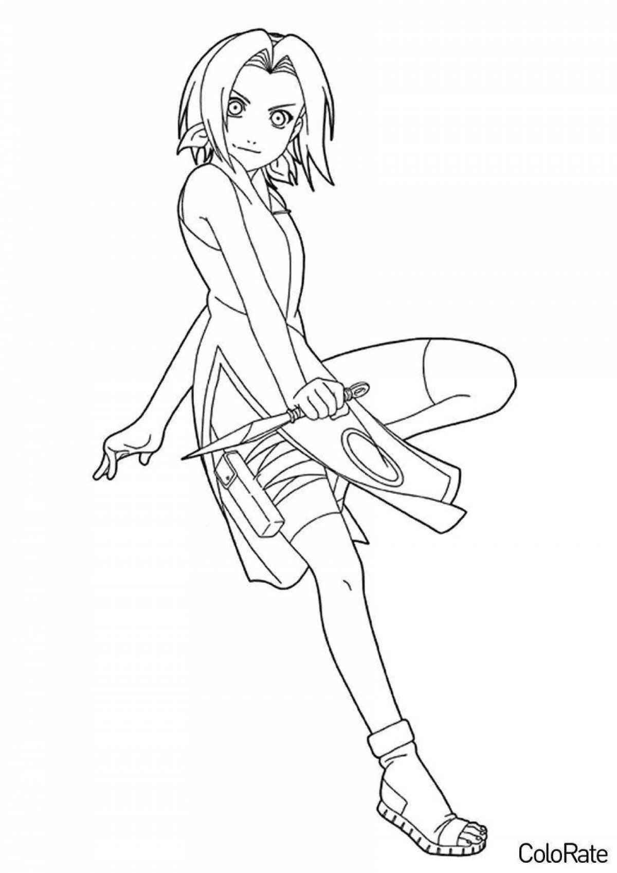 Drawing sakura anime naruto coloring page