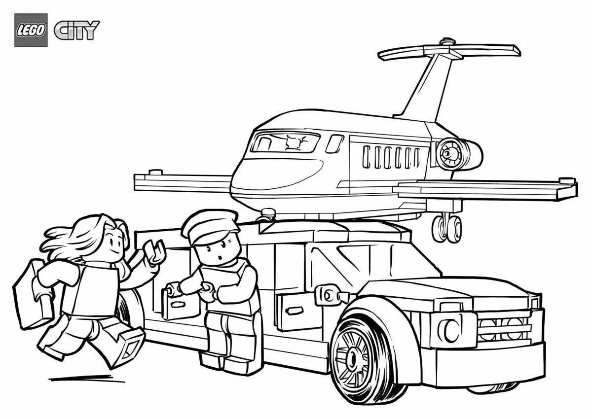 Bright lego police station coloring page