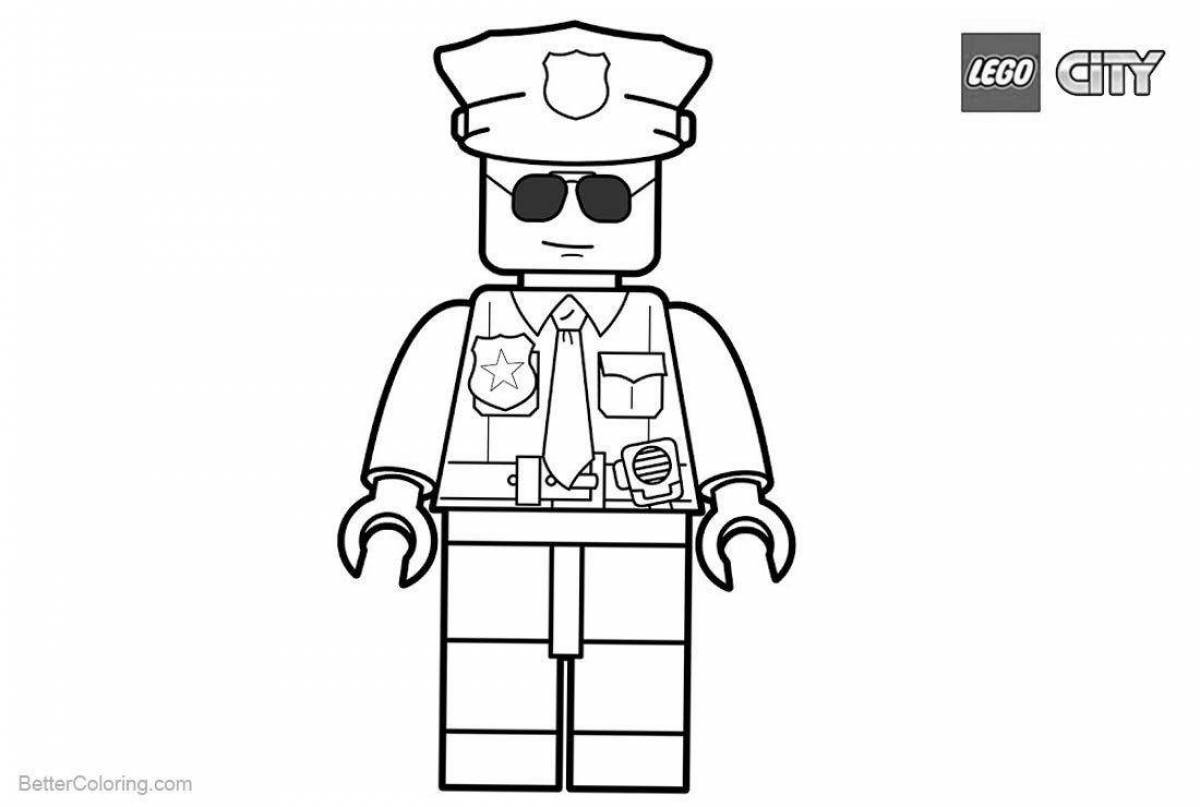 Раскраска веселый полицейский участок lego