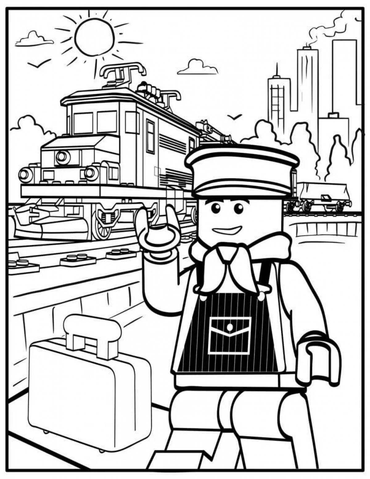 Fun coloring lego police station