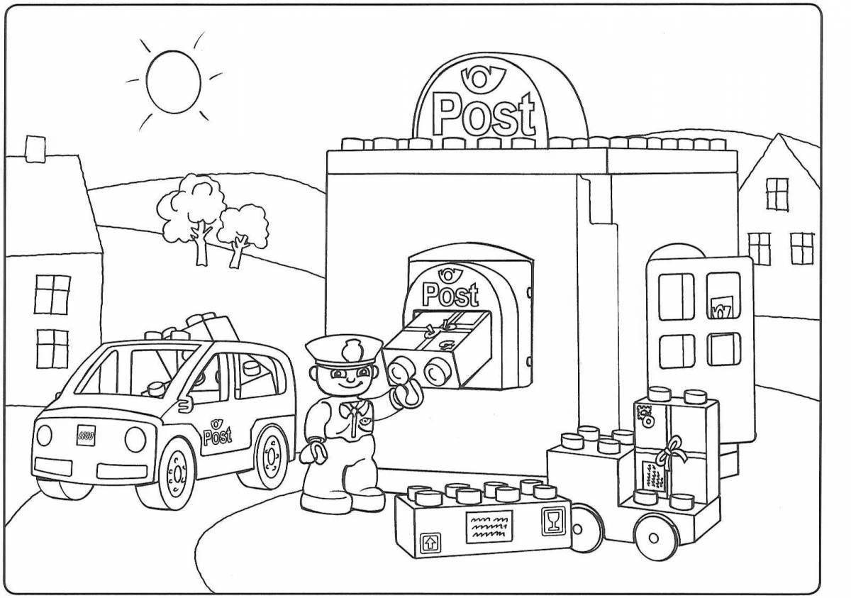 Attractive lego police station coloring page