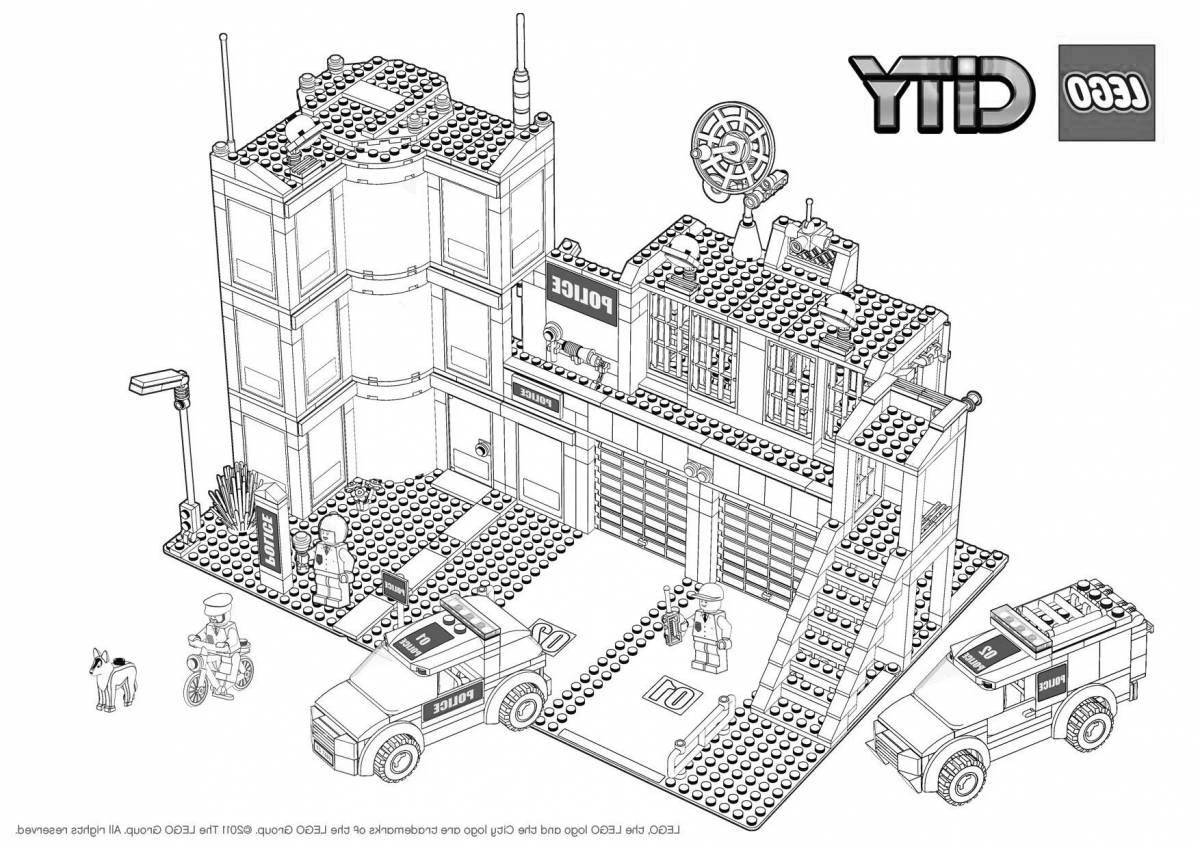 Attractive lego police station coloring page