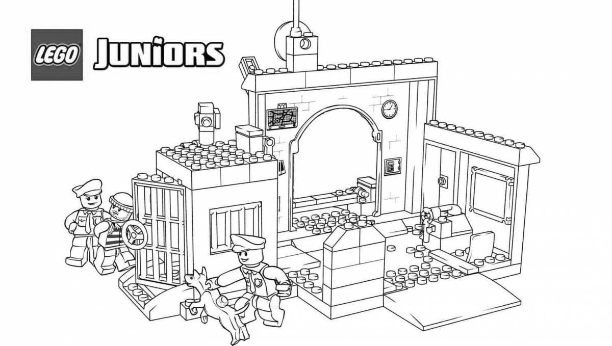 Impressive lego police station coloring page