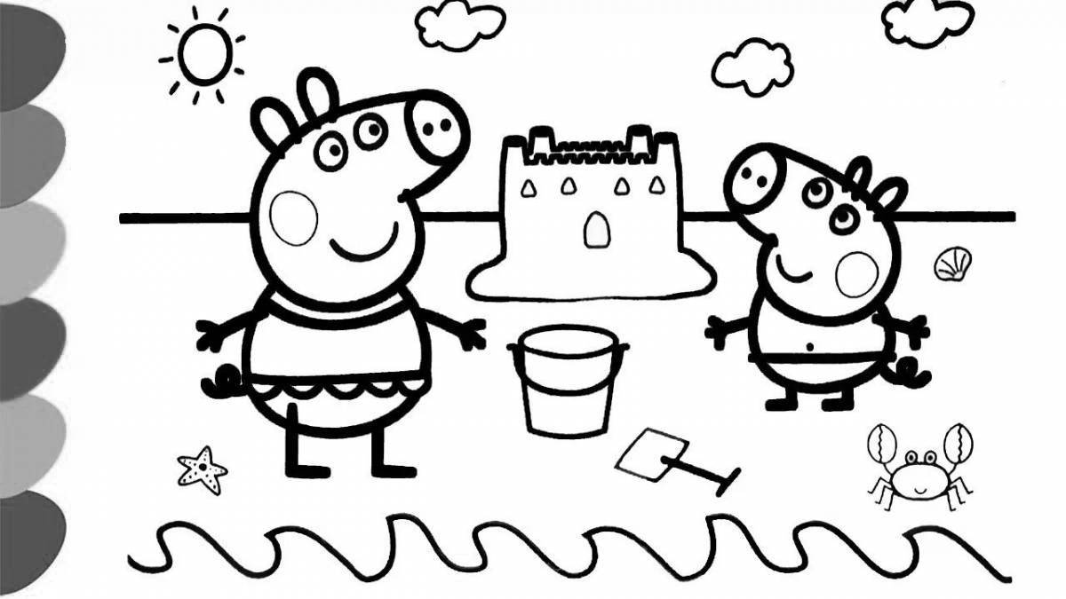 Joyful peppa pig coloring video