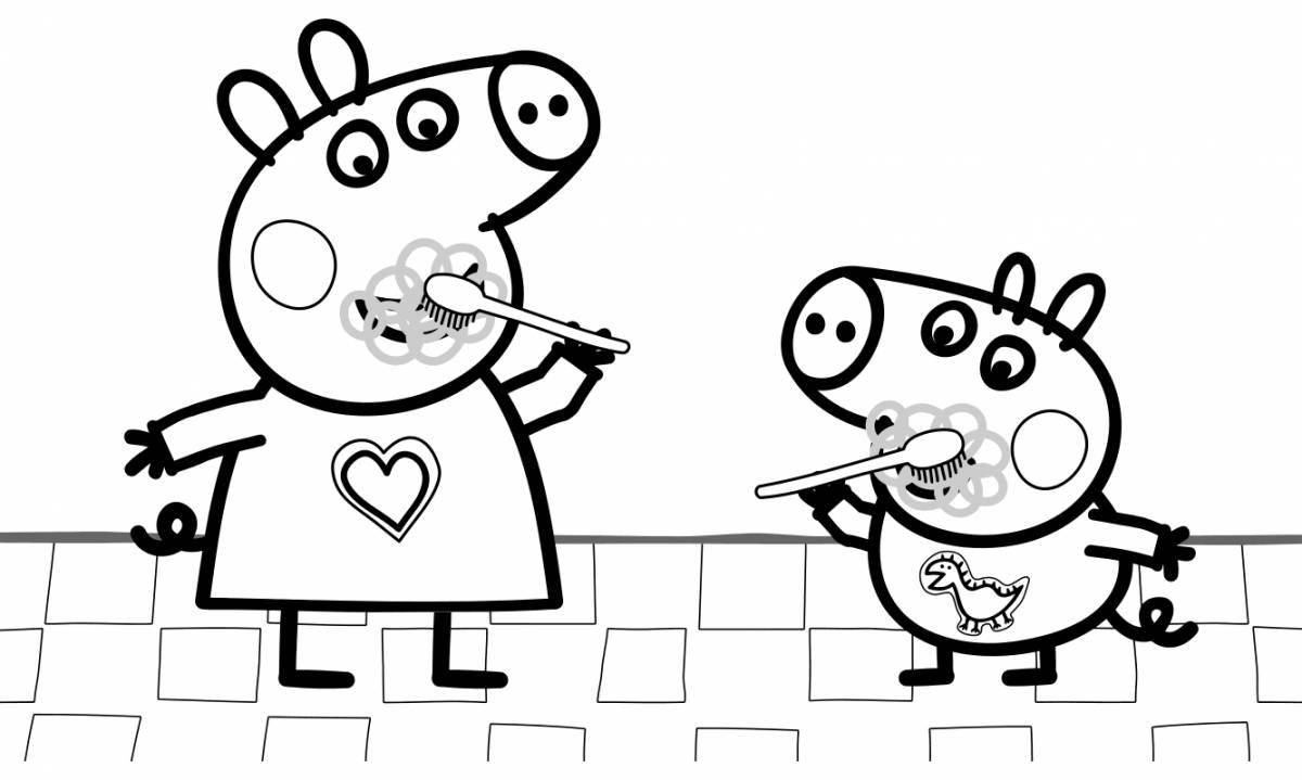 Рисунок раскраска для малышей Свинка Пеппа.Как нарисовать и раскрасить Свинку Пеппу.
