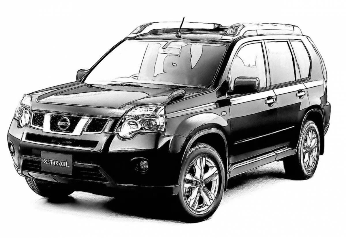 Игривая страница раскраски nissan x trail