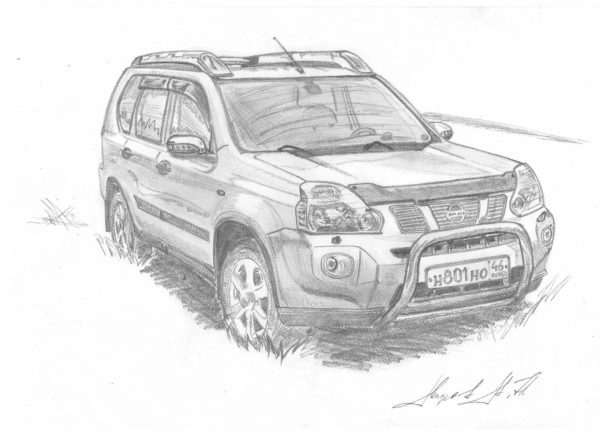 Luminous nissan x trail coloring page
