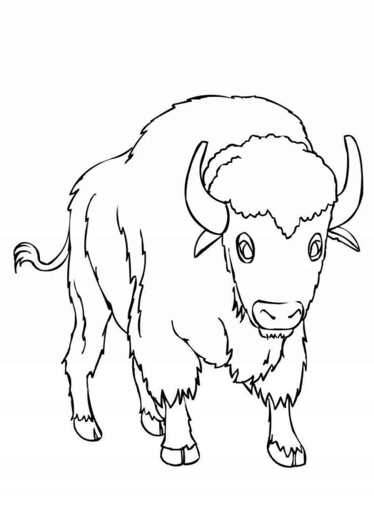 Coloring book glowing bison