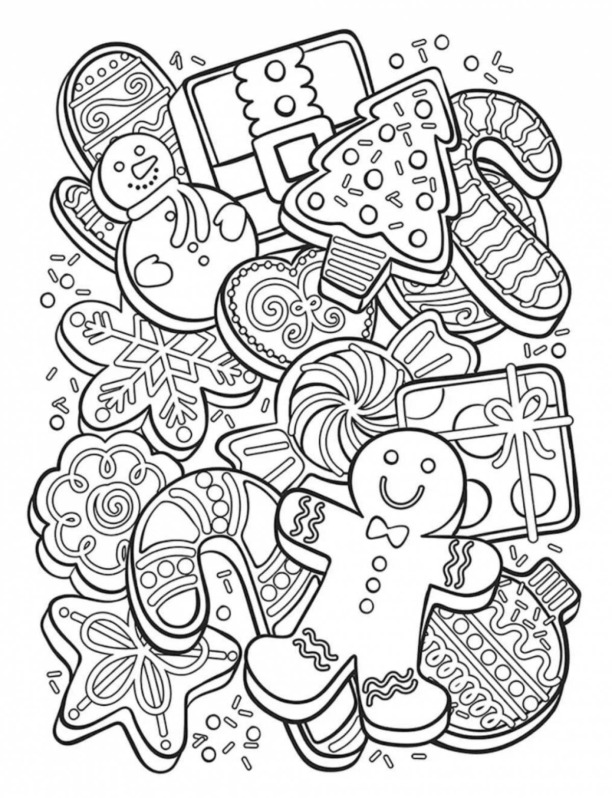 Coloring book sweet gingerbread