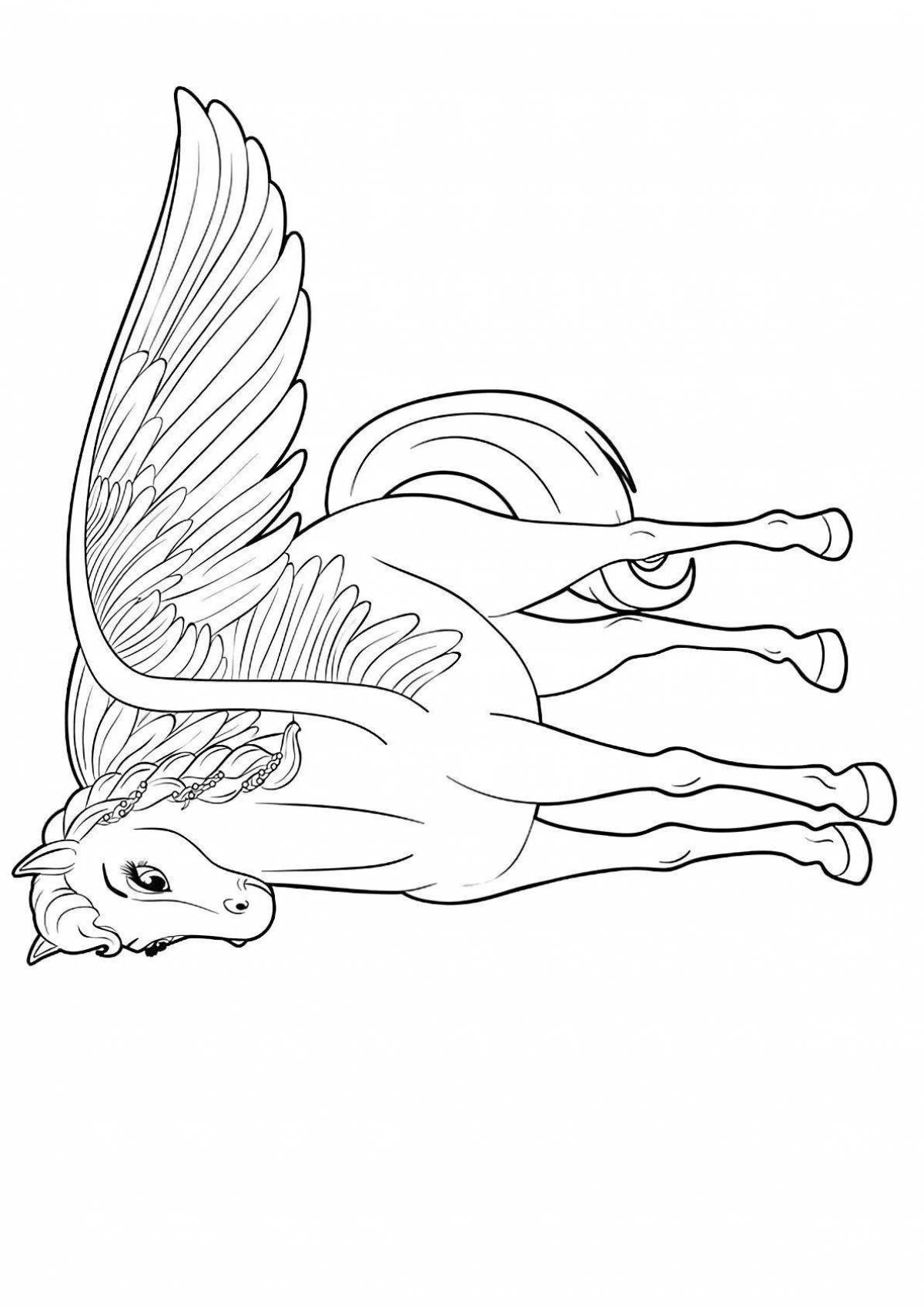 Красочная раскраска пегасы и единороги