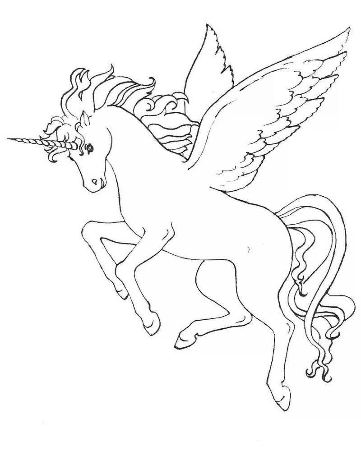 Pegasus and unicorns coloring page