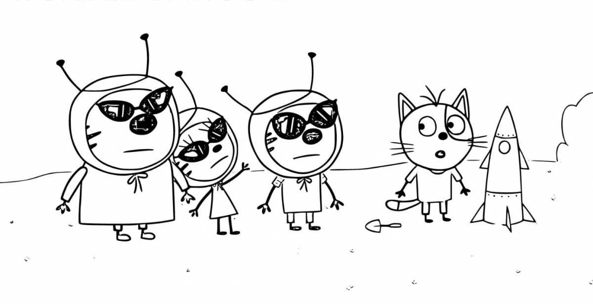 Раскраска семья три кошки