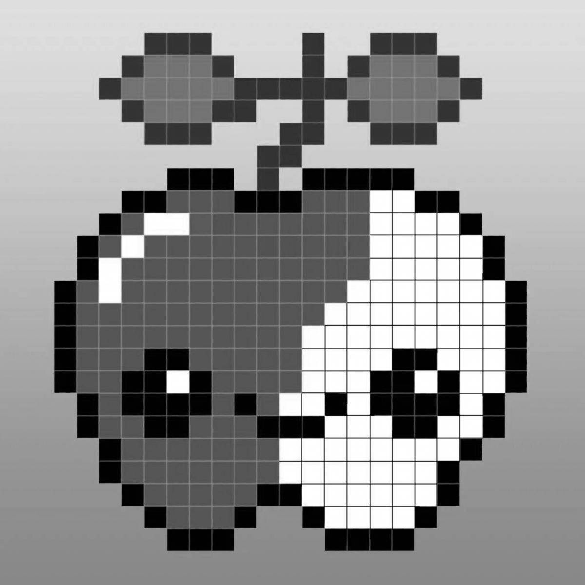 Подробная страница игры-раскраски pixel art