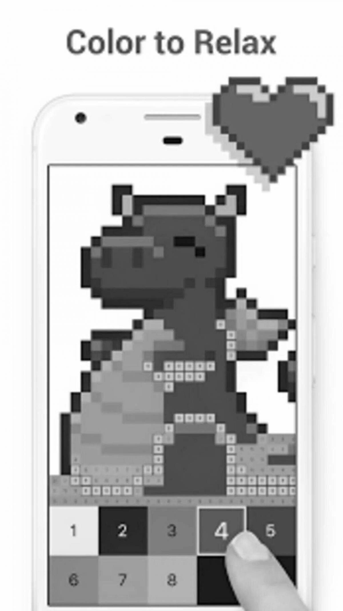 Fun pixel art game coloring game page