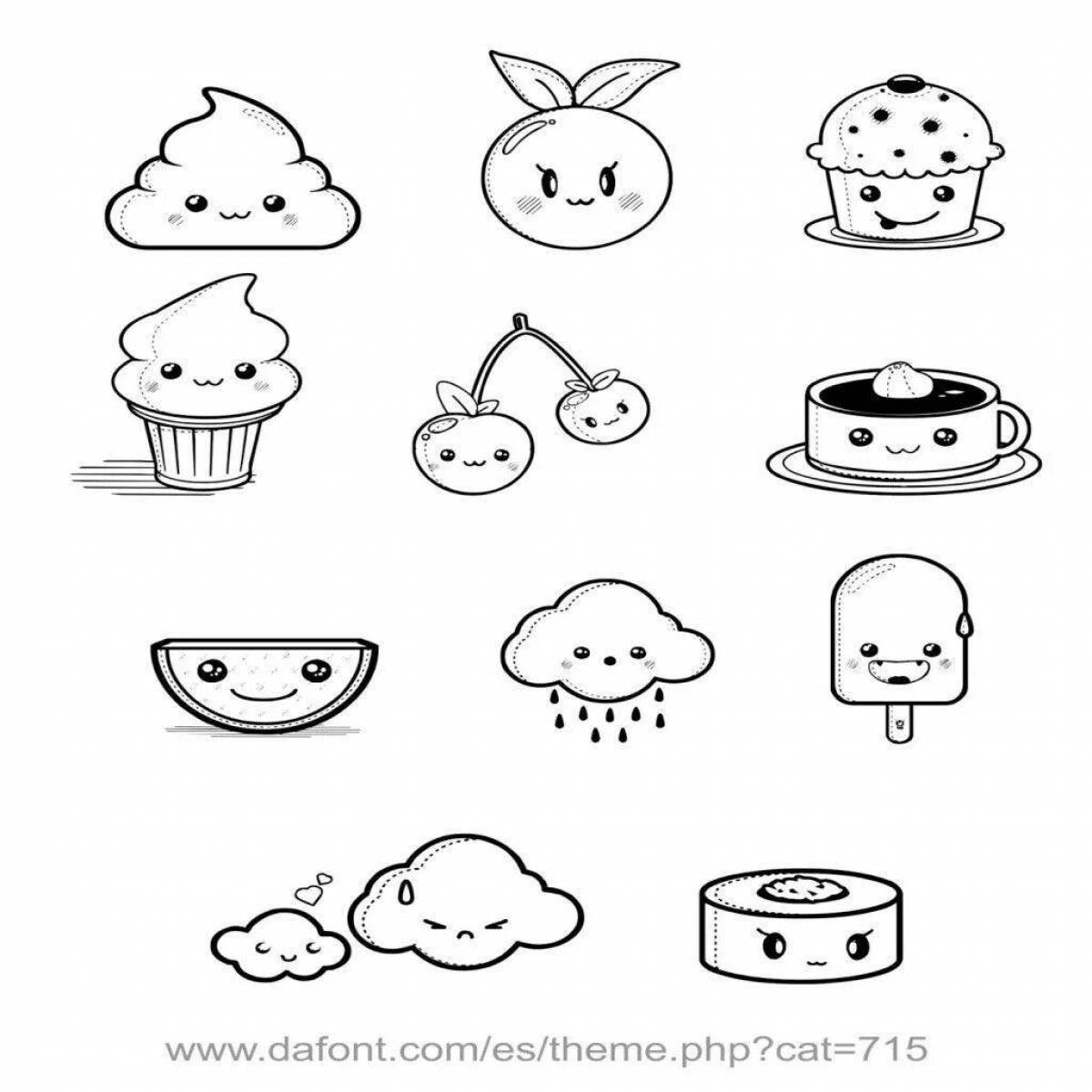 Delightful coloring cute food with eyes