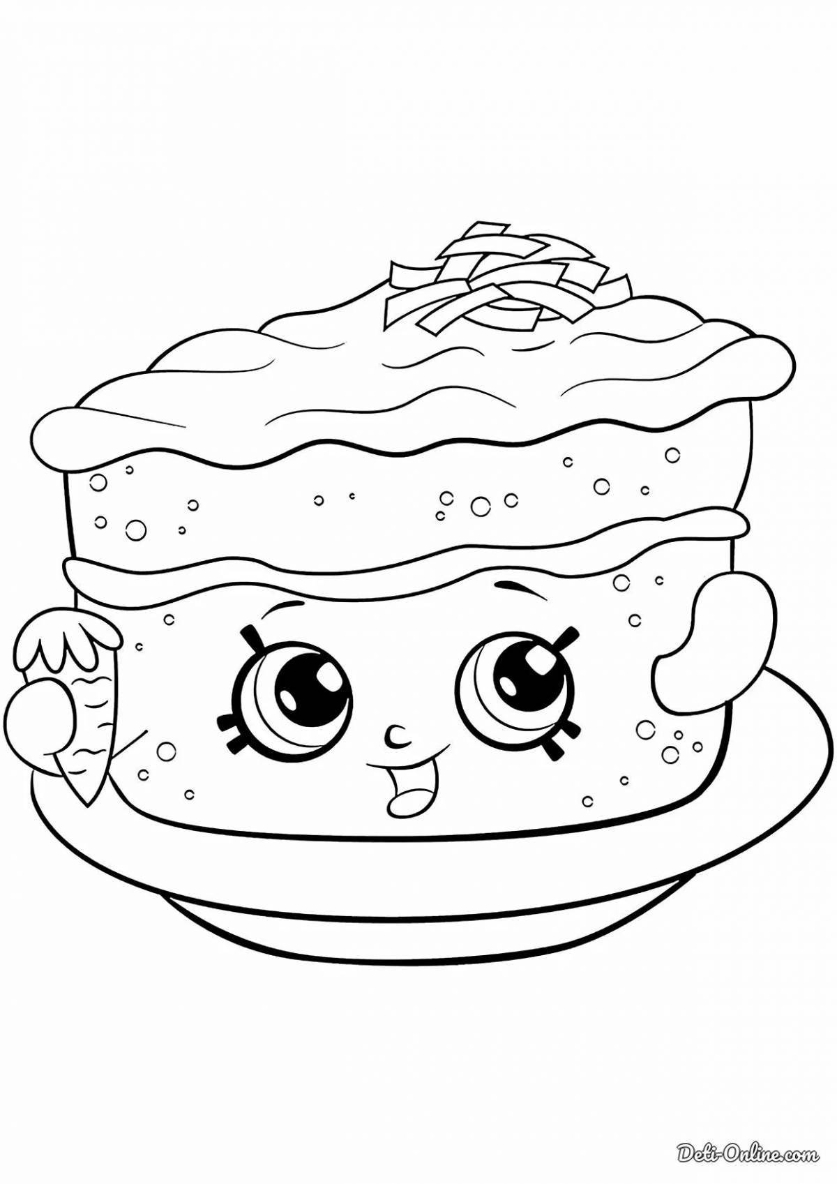 Radiant coloring page cute food with eyes